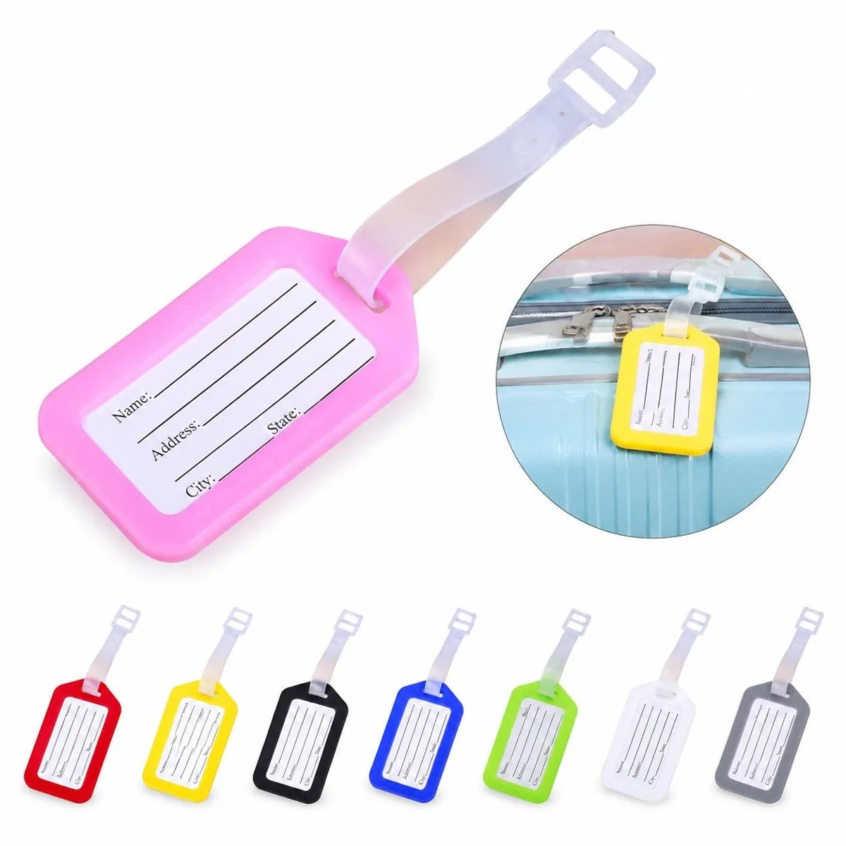 Personalized Plastic Suitcase ID Tag with Adjustable Strap 2