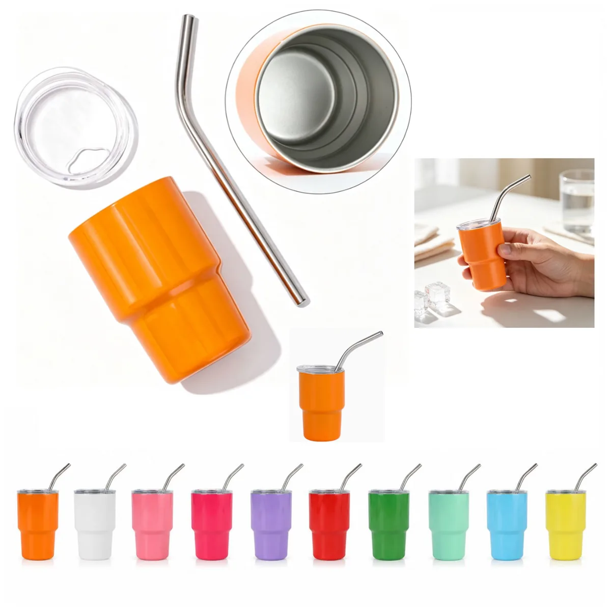 Compact Stainless Steel Sip Cup with Lid 2