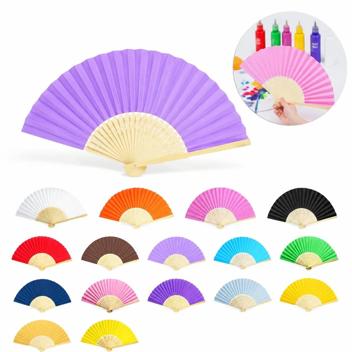 Blank White Paper Fan for DIY Painting and Crafts 2