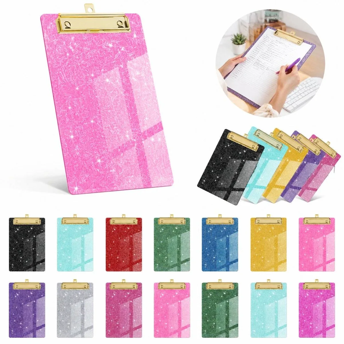 Glitter Acrylic Writing Board Clip with Dry-Erase Surface 2