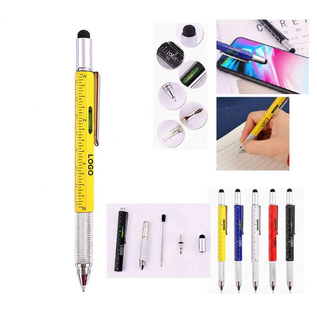 6-in-1 Pocket Multitool Pen with Screwdriver Ruler Level