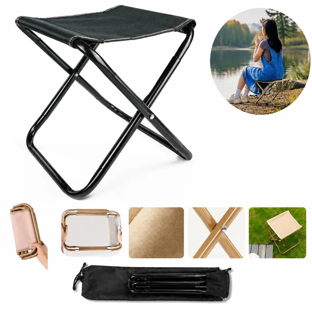 Portable Folding Camp Chair with Steel Frame for Outdoor 2