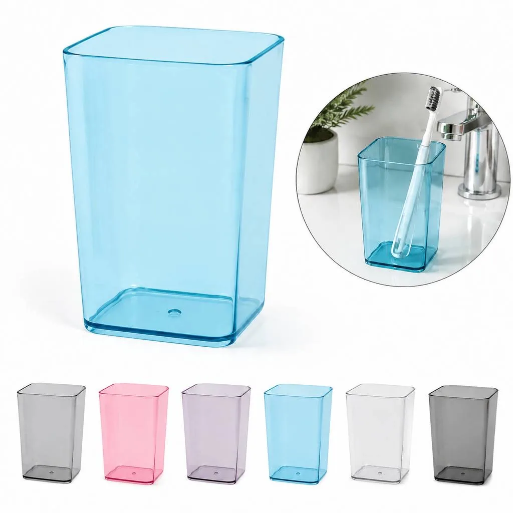 Transparent Plastic Toothbrush Storage Cup for Bathroom 2