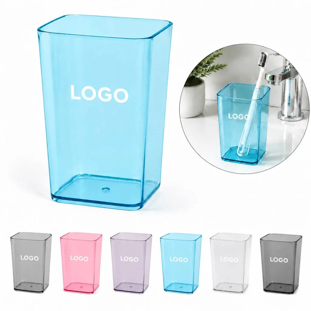 Transparent Plastic Toothbrush Storage Cup for Bathroom