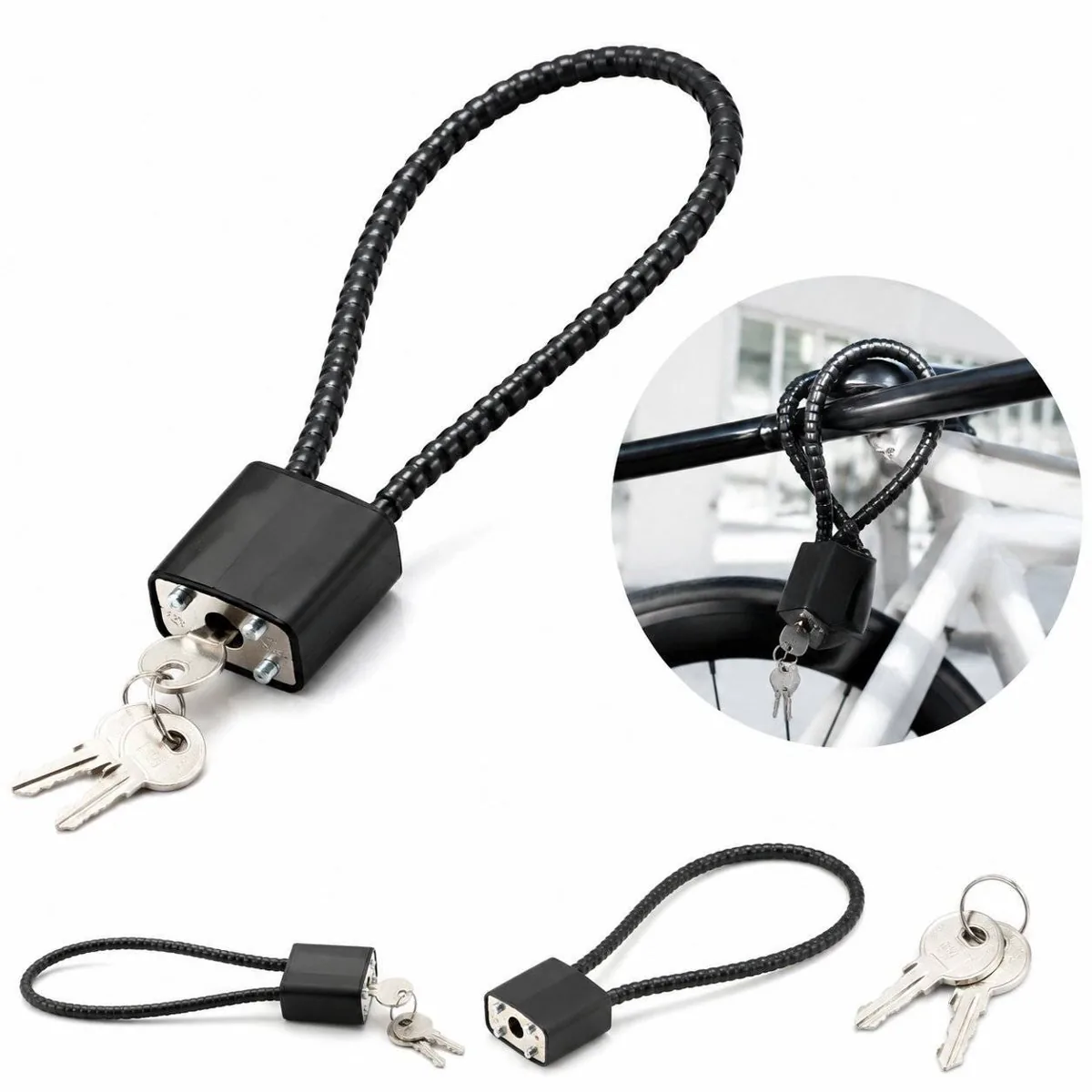 Weatherproof Combination Cable Lock with Keys for Bikes and 2