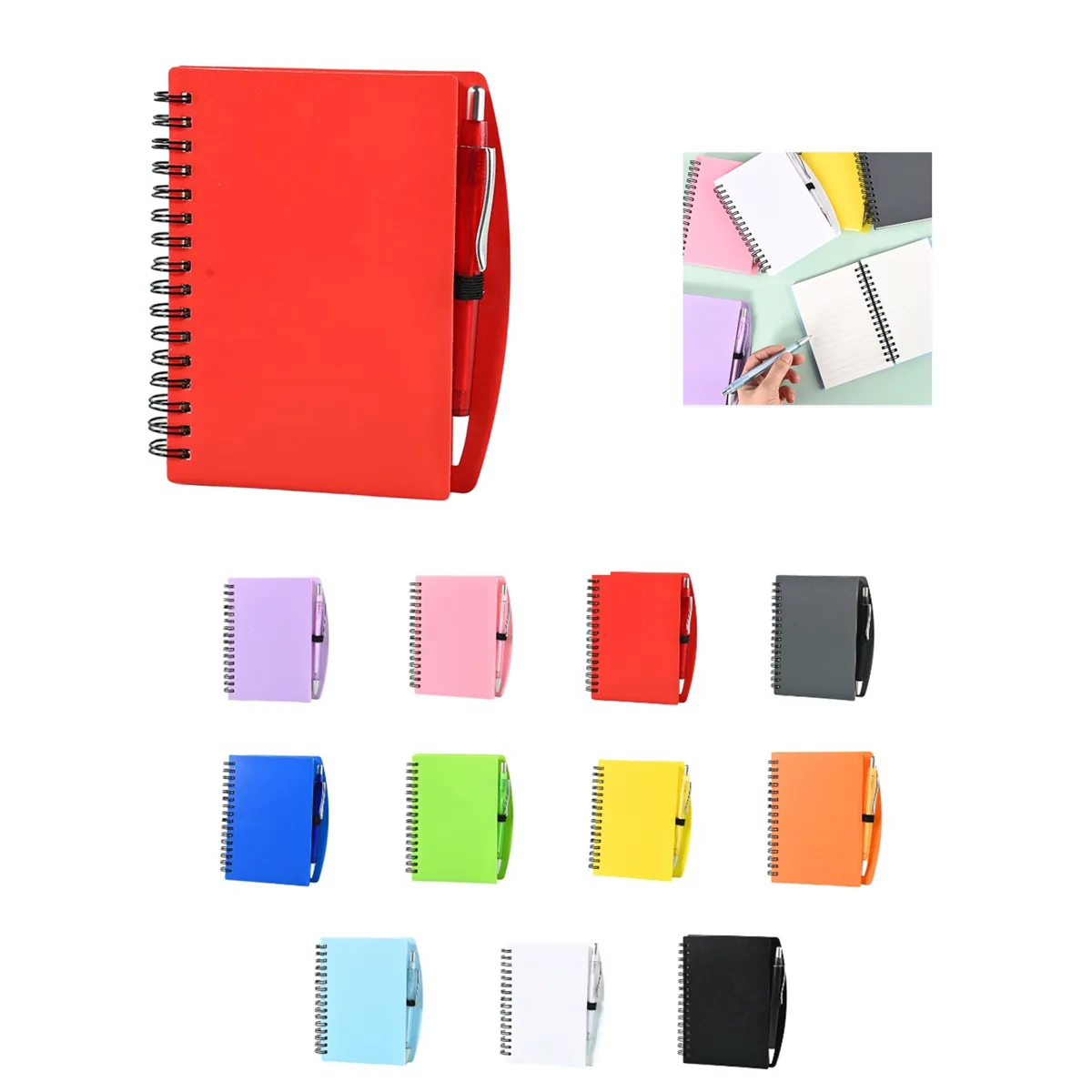 A6 Coil Notepad with Pen, PP-Coated Compact Writing Set 2