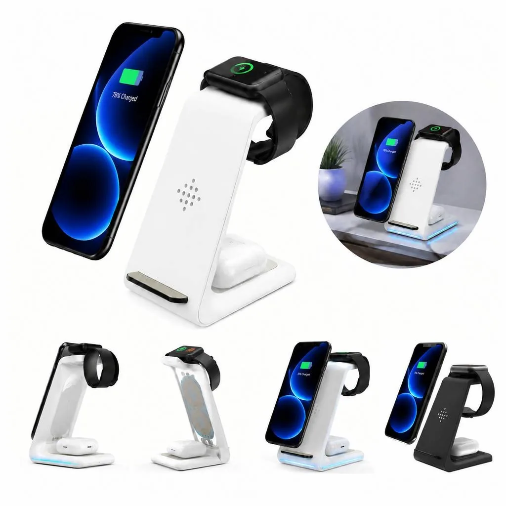 3-in-1 Qi Wireless Charging Station for Phone Watch Earbuds 2