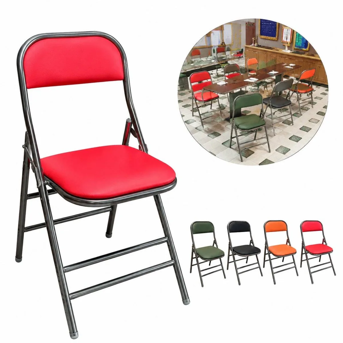 Portable Padded Folding Chair with Steel Frame 2