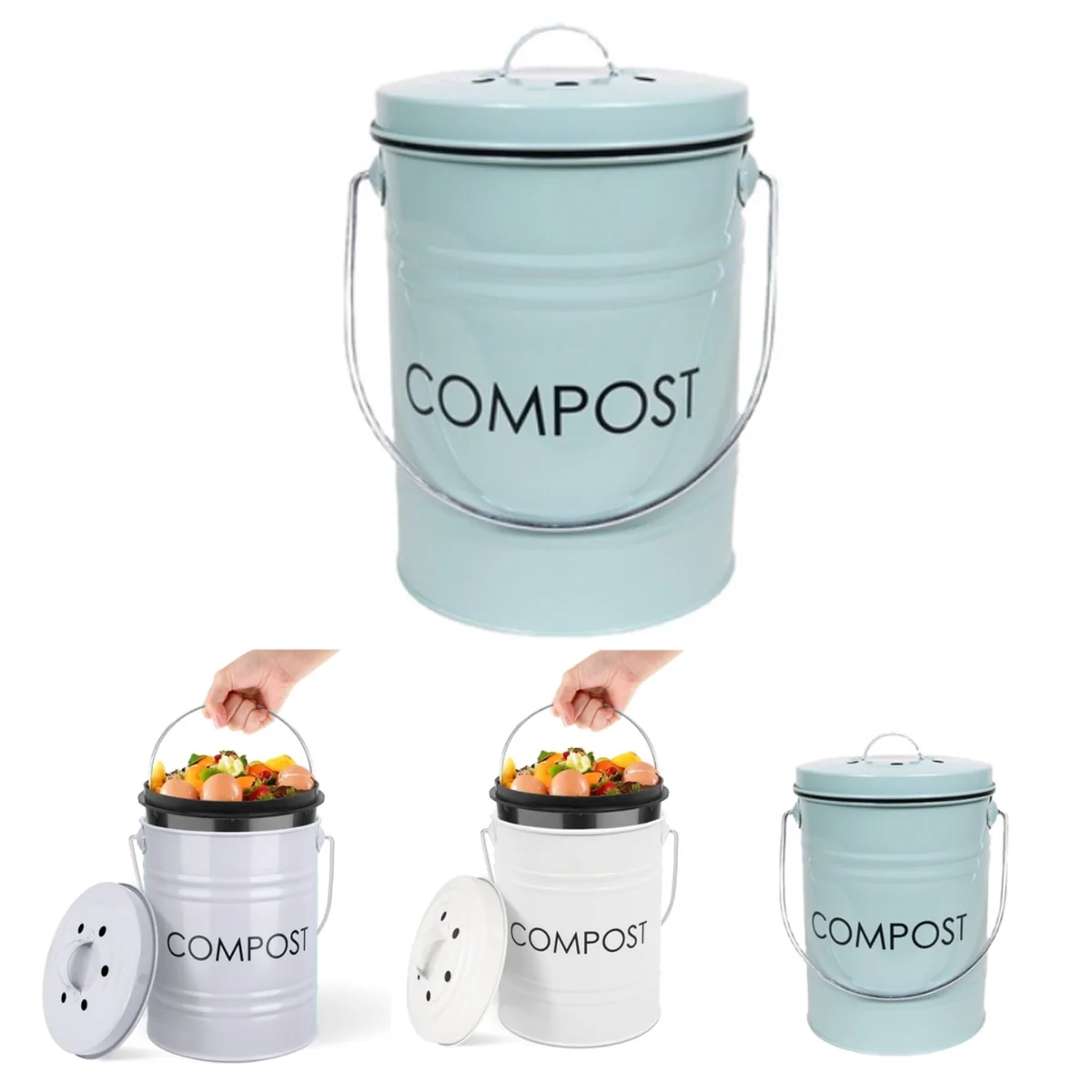 Indoor Kitchen Compost Collector with Odor-Reducing Lid 2