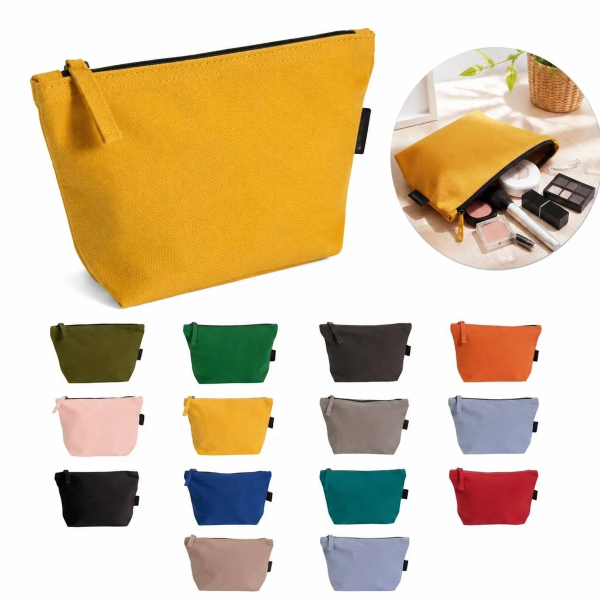 Eco-Friendly Cotton Cosmetic Bag with Water-Resistant Lining 2