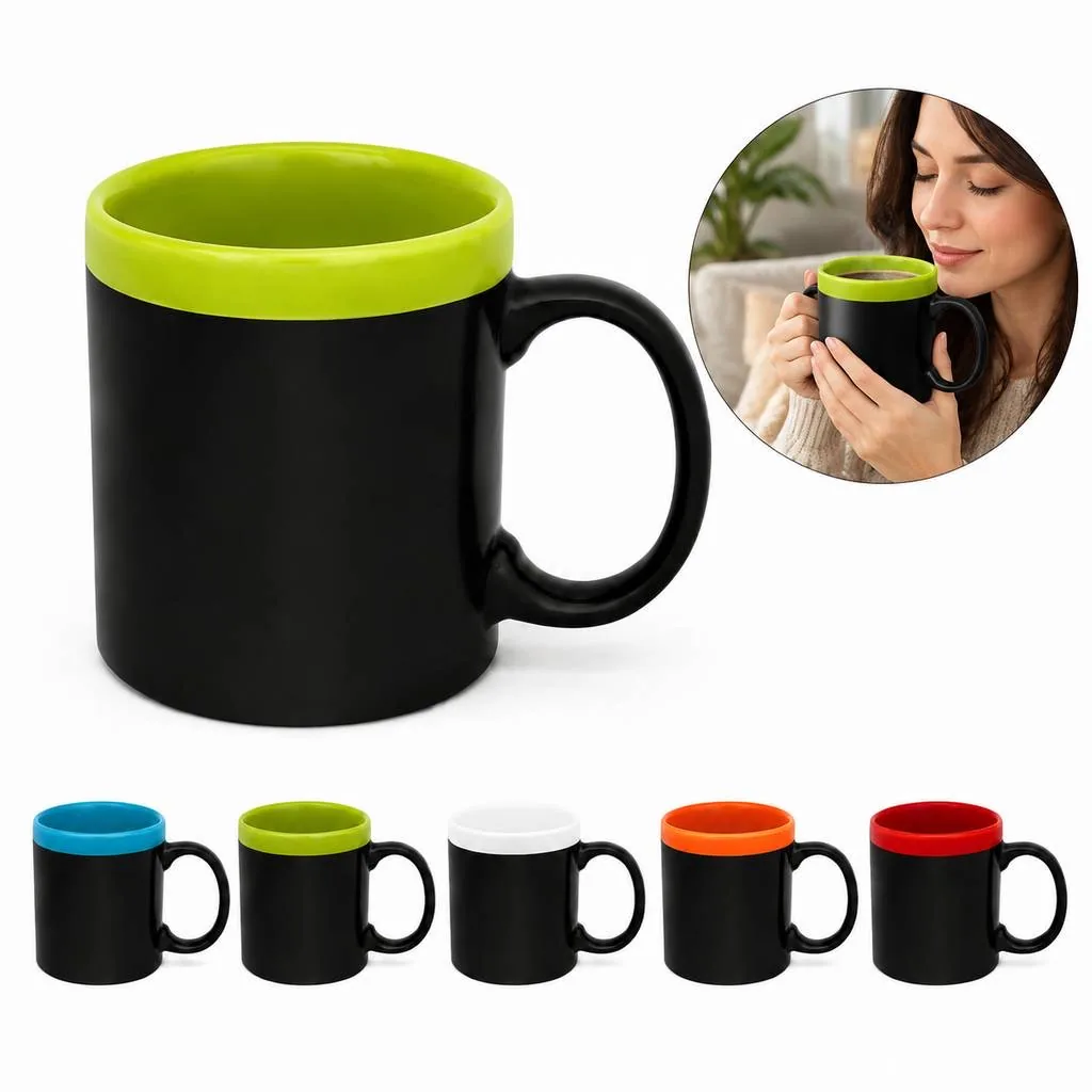 Dual-Tone Matte Ceramic Coffee Cups Set 2