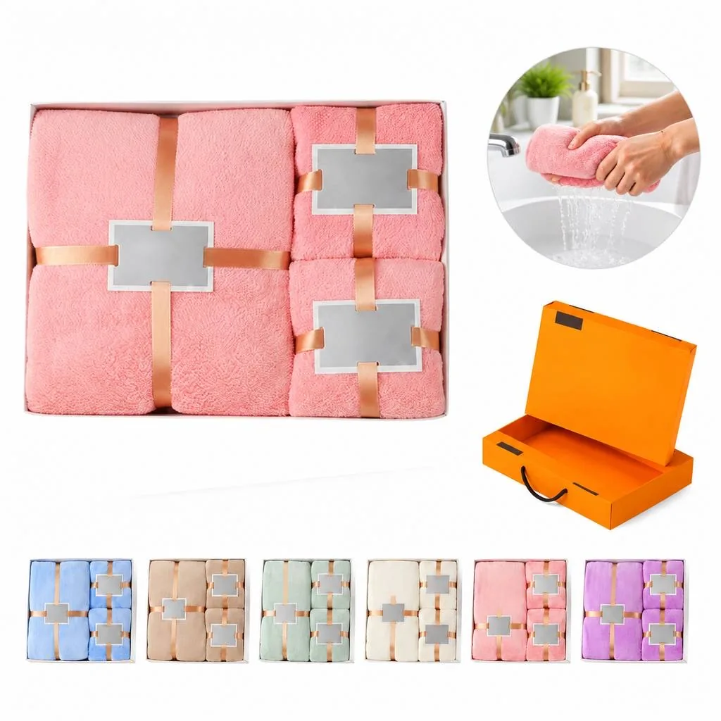 Soft Coral Velvet Bath Towel Gift Set for Home Spa 2