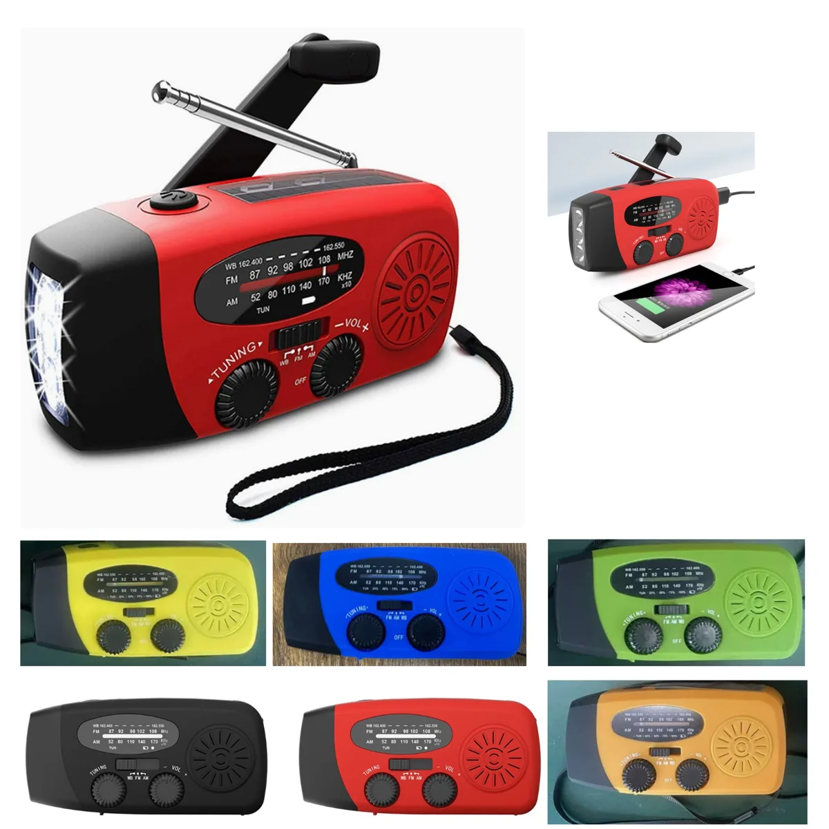 Portable Emergency Crank Radio with Flashlight and USB 2