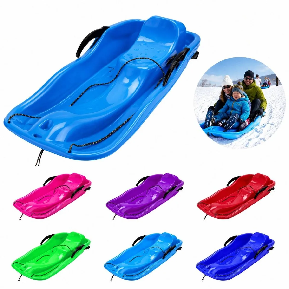 Kids Durable Plastic Snow Sled for Downhill Winter Fun 2
