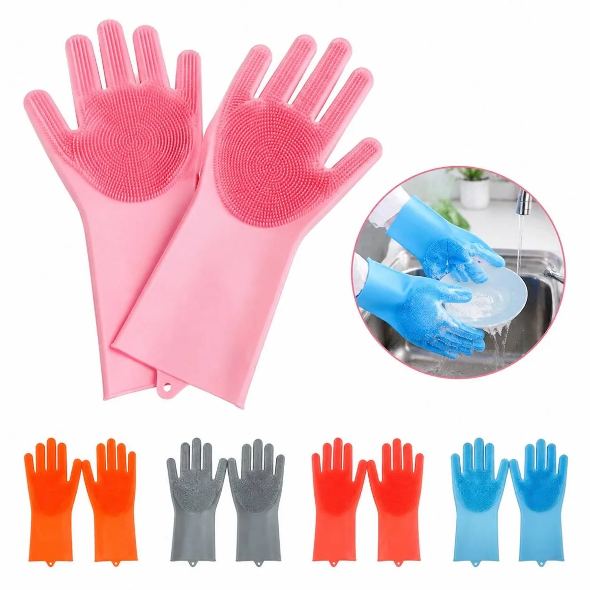 Silicone Cleaning Gloves with Textured Grip 2