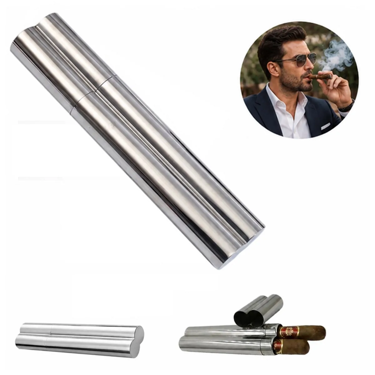 Portable Stainless Steel Cigar Protective Tube | OHY2250-101 2