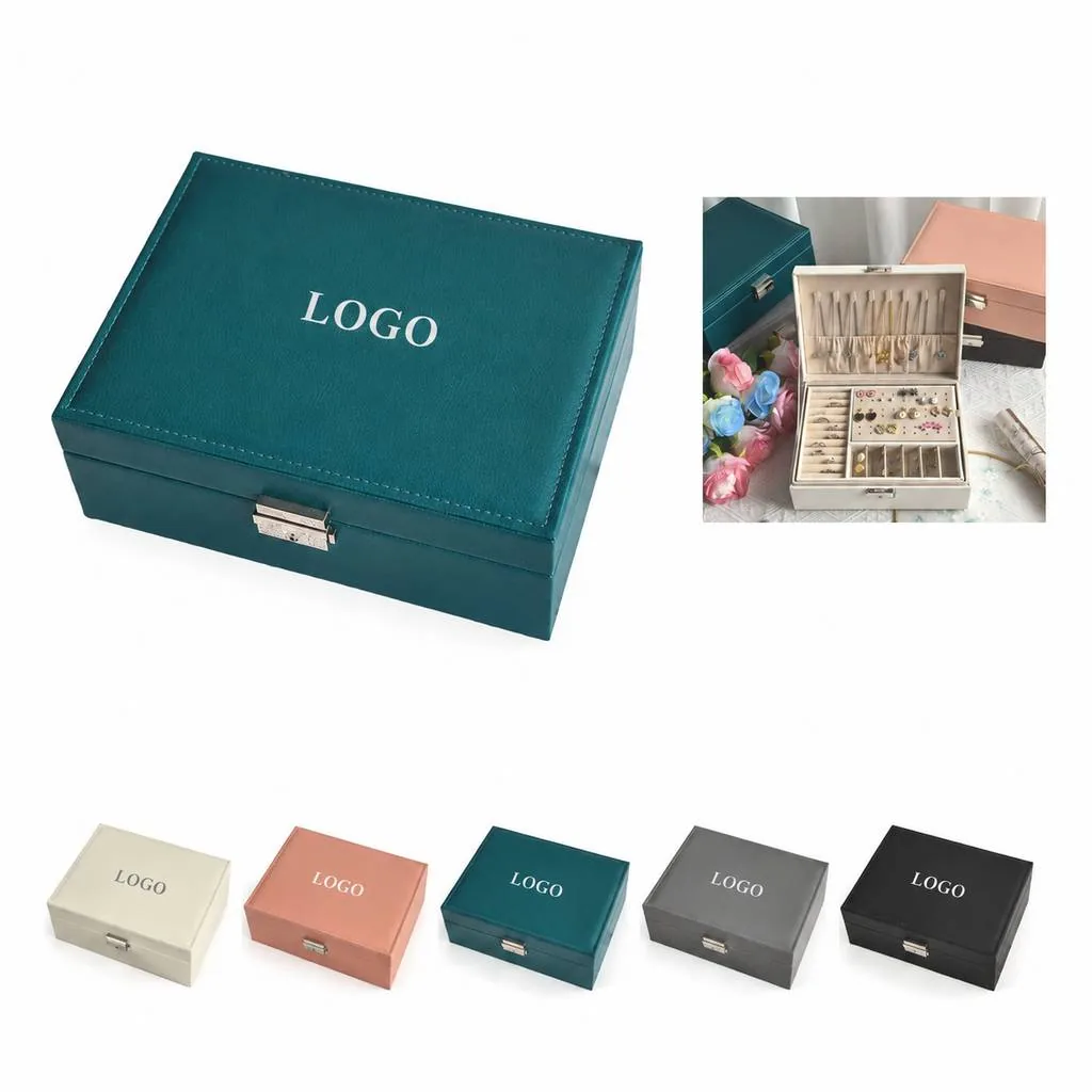 Leather Jewelry Organizer Box with Multiple Compartments