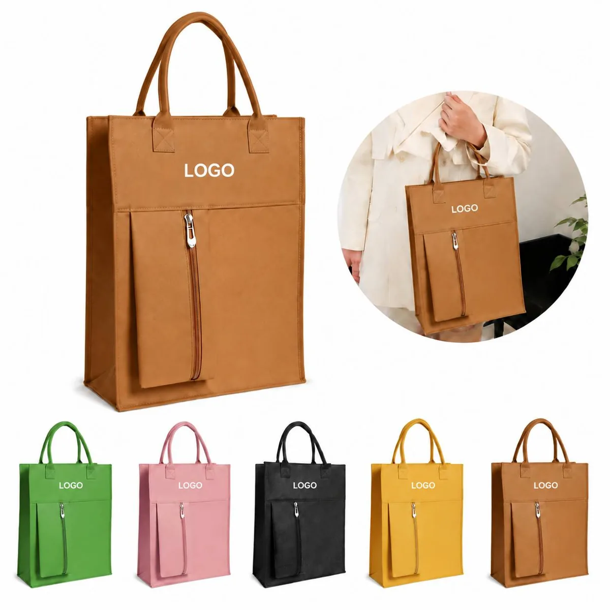 Large Felt Cosmetic Storage Handbag for Travel