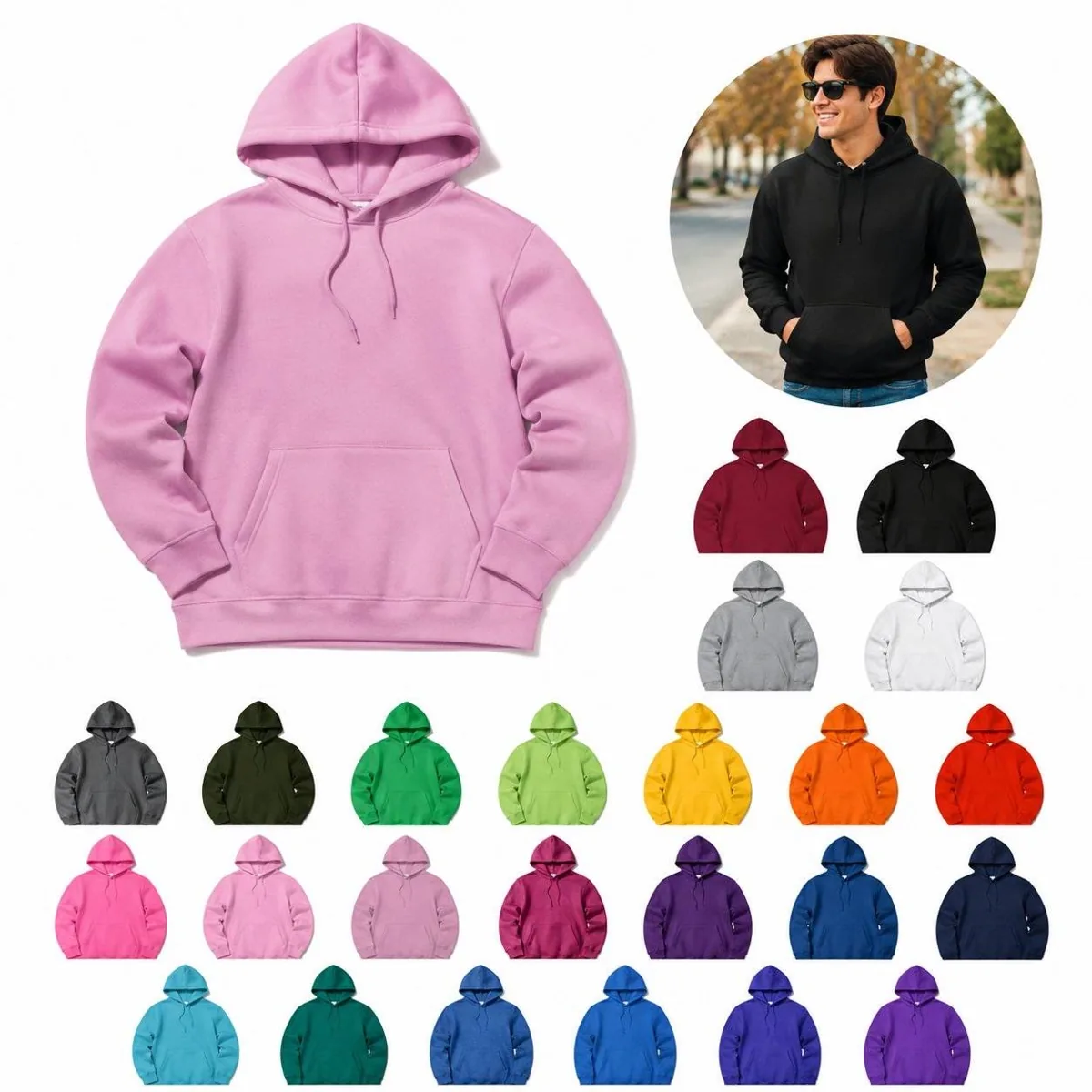 Relaxed Fit Pullover Hoodie with Kangaroo Pocket 2