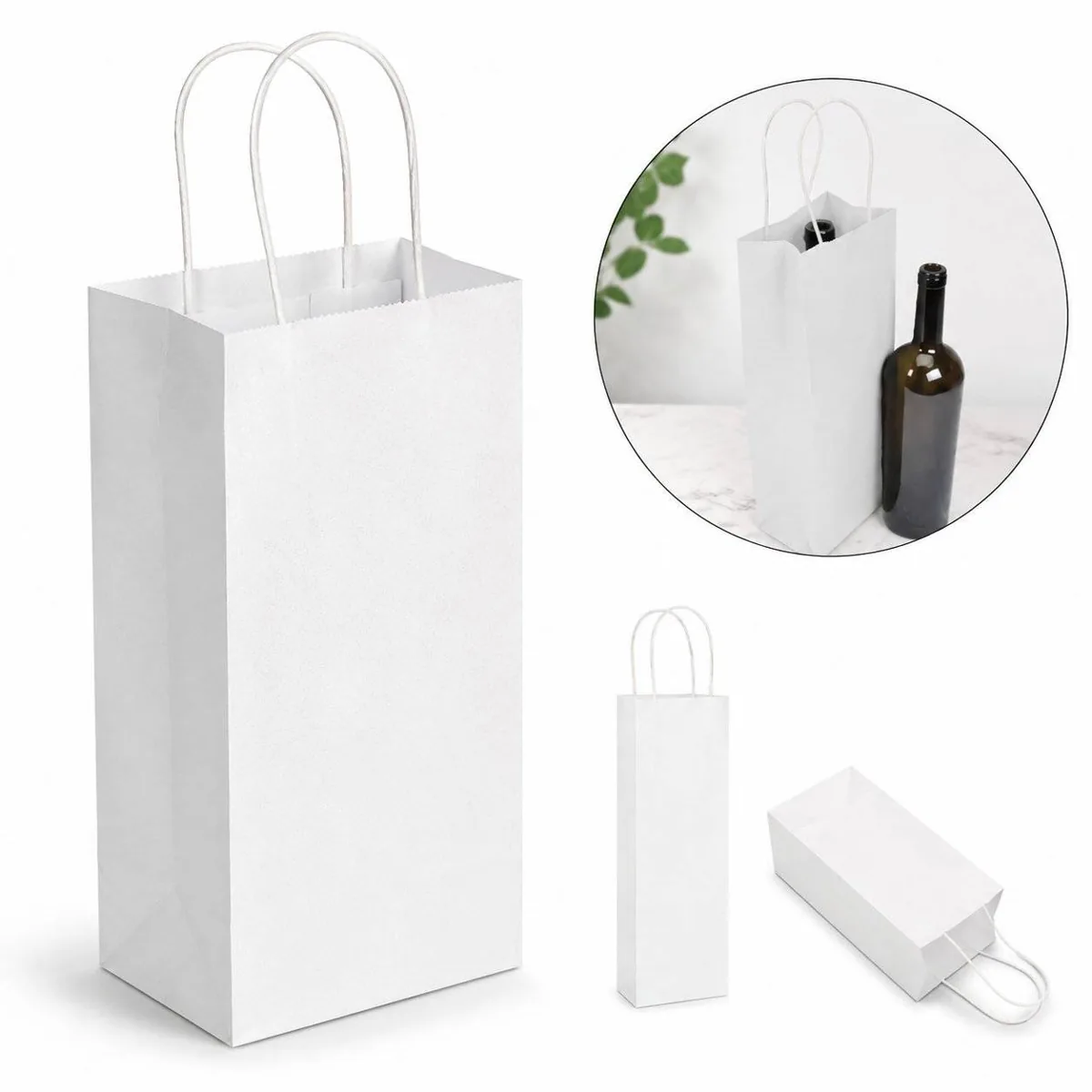 White Kraft Paper Wine Gift Bags for Bottles 2