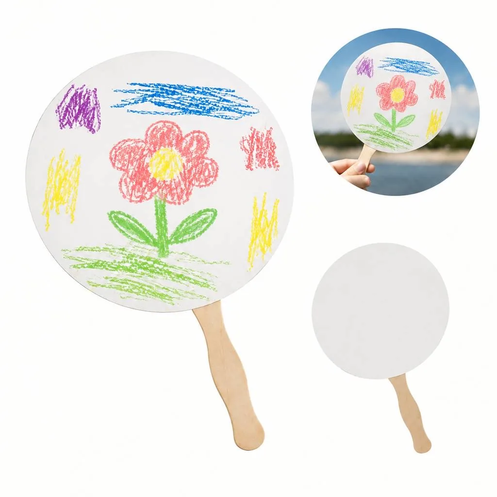Eco Wooden Grip Paper Fan for Cooling and Events 2