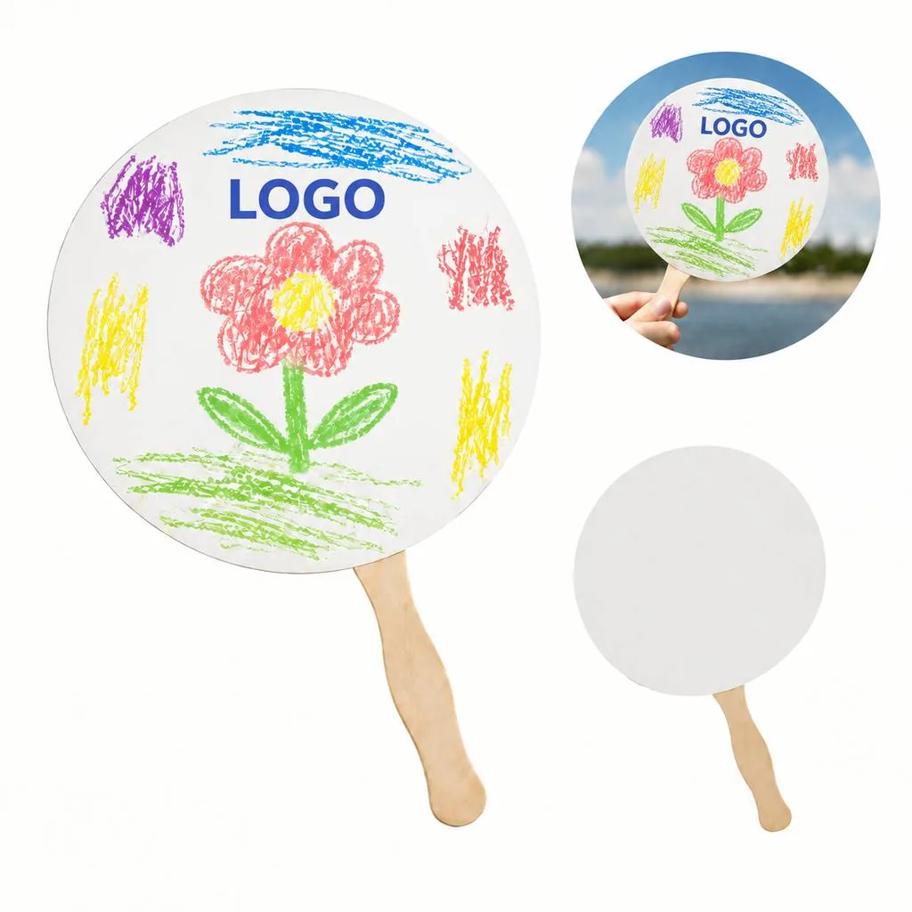 Eco Wooden Grip Paper Fan for Cooling and Events