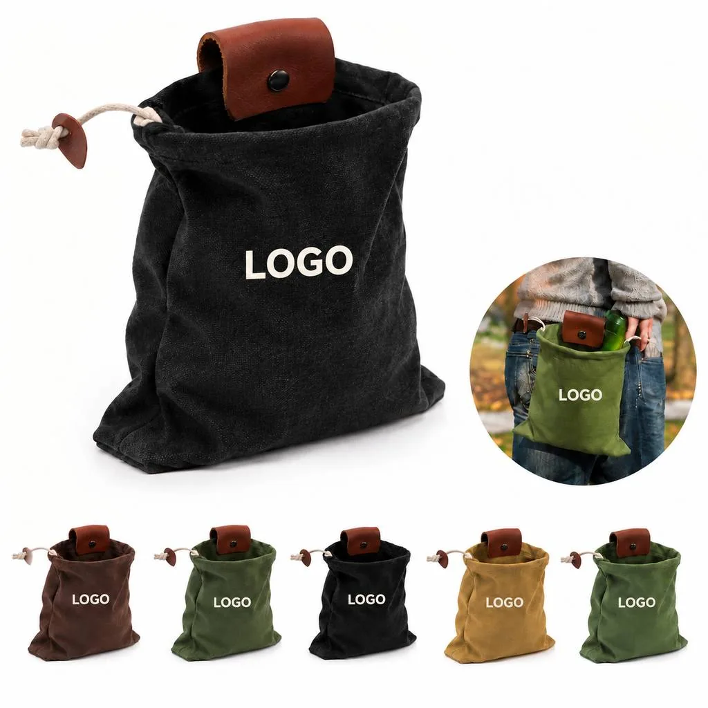 Canvas Mushroom Gathering Bag with Drawstring Closure