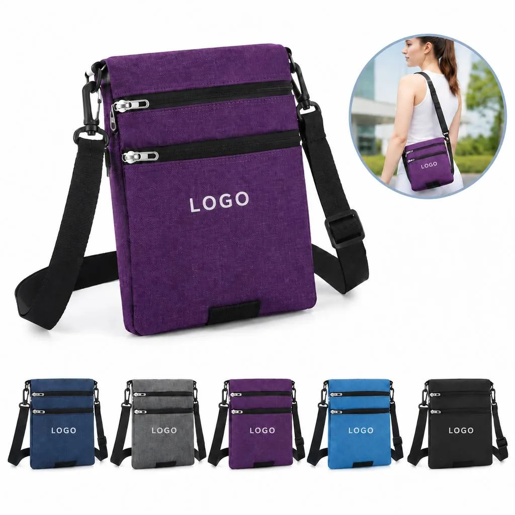 Adjustable Strap Nylon Crossbody Shoulder Bag with Zipper