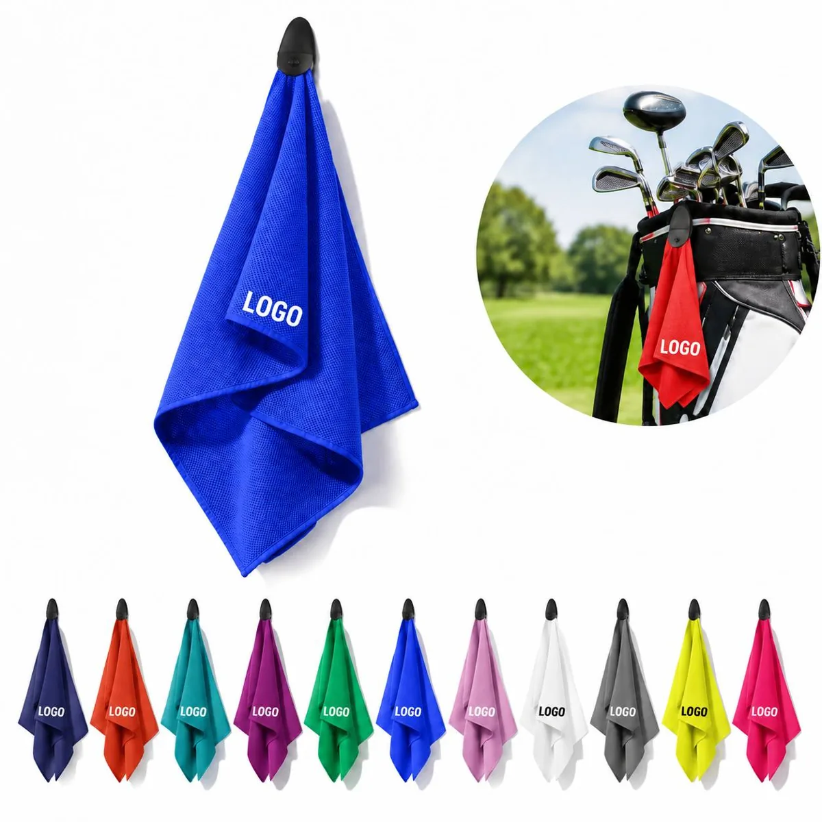 Magnetic Microfiber Golf Towel with Quick-Dry Absorbent