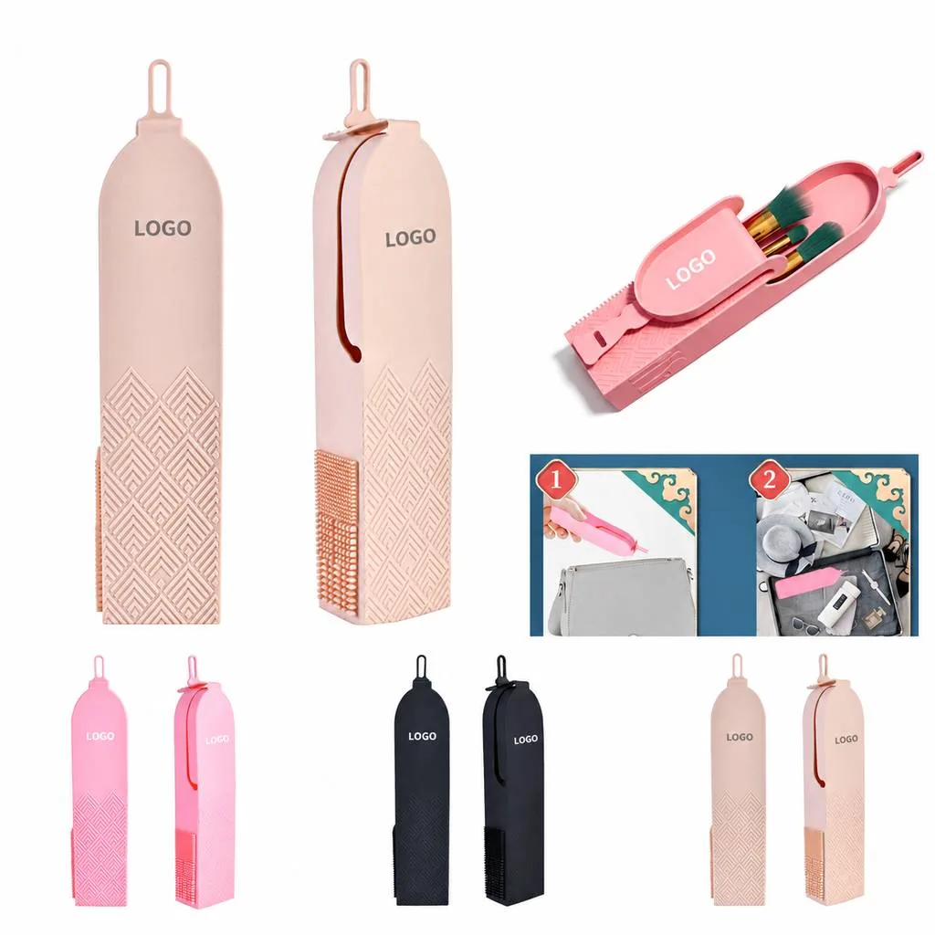 Portable Makeup Brush Holder Case with Compartments