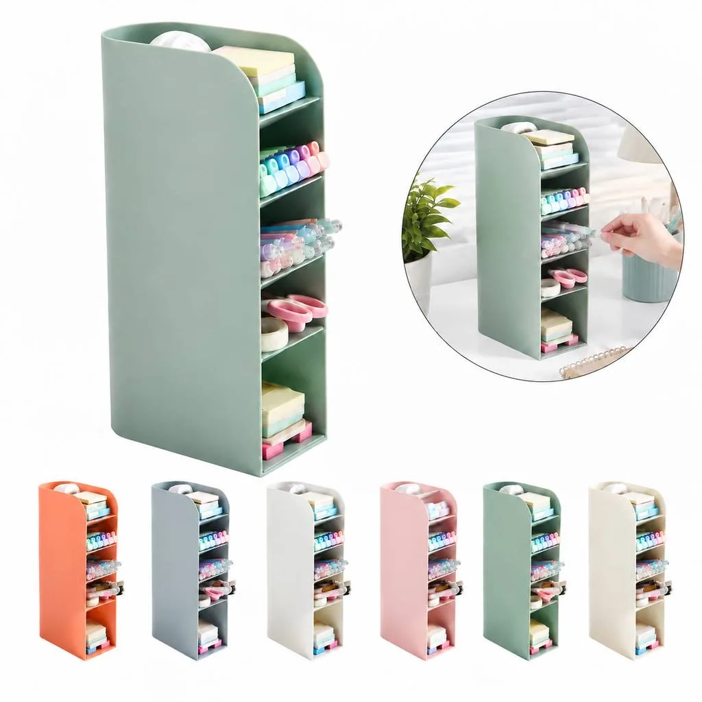 Multi Compartment Plastic Desk Organizer for Stationery 2
