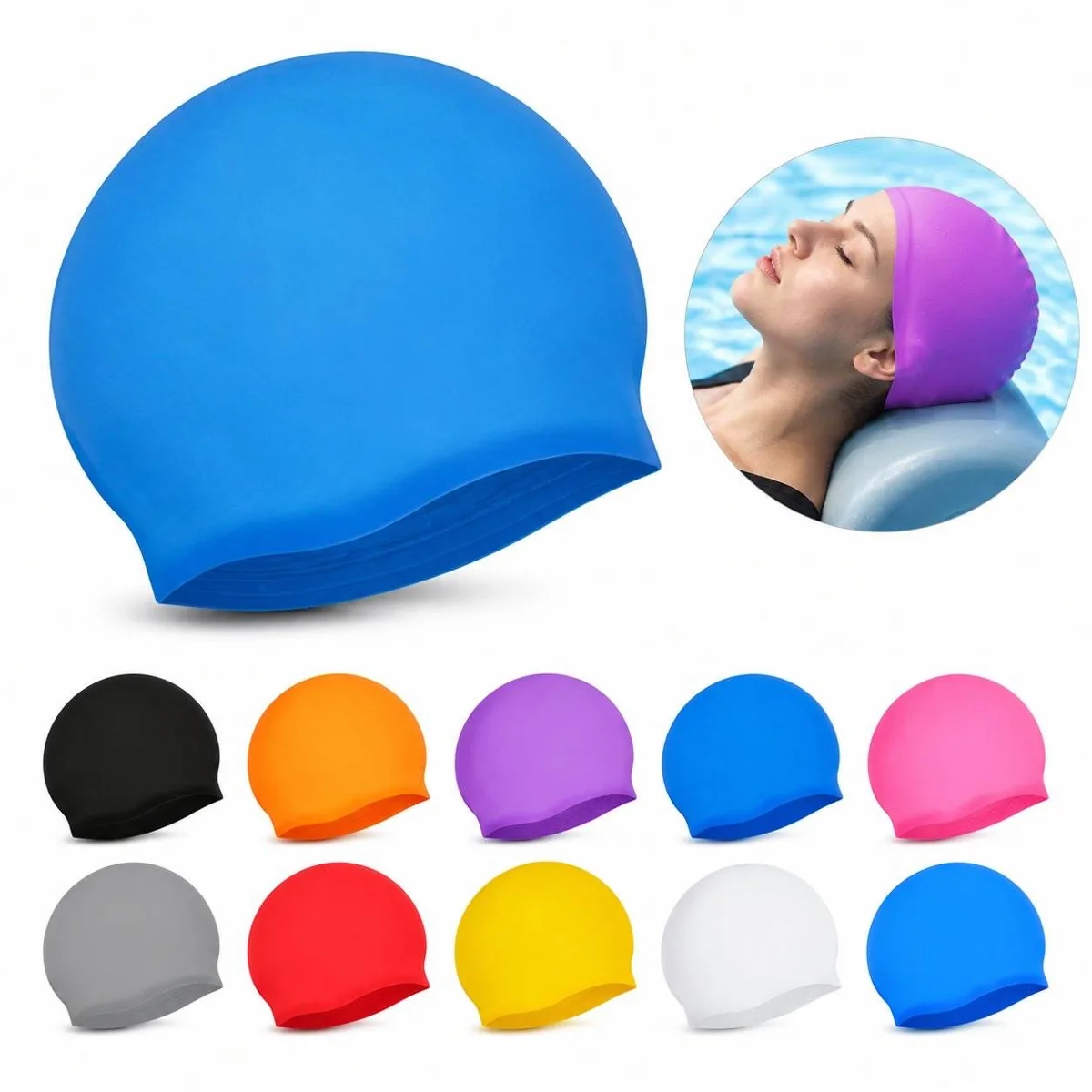 Custom Fit Silicone Swimming Caps for Adults 2