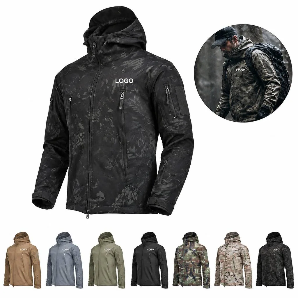 Camouflage Insulated Two-Piece Winter Suit for Outdoor Use