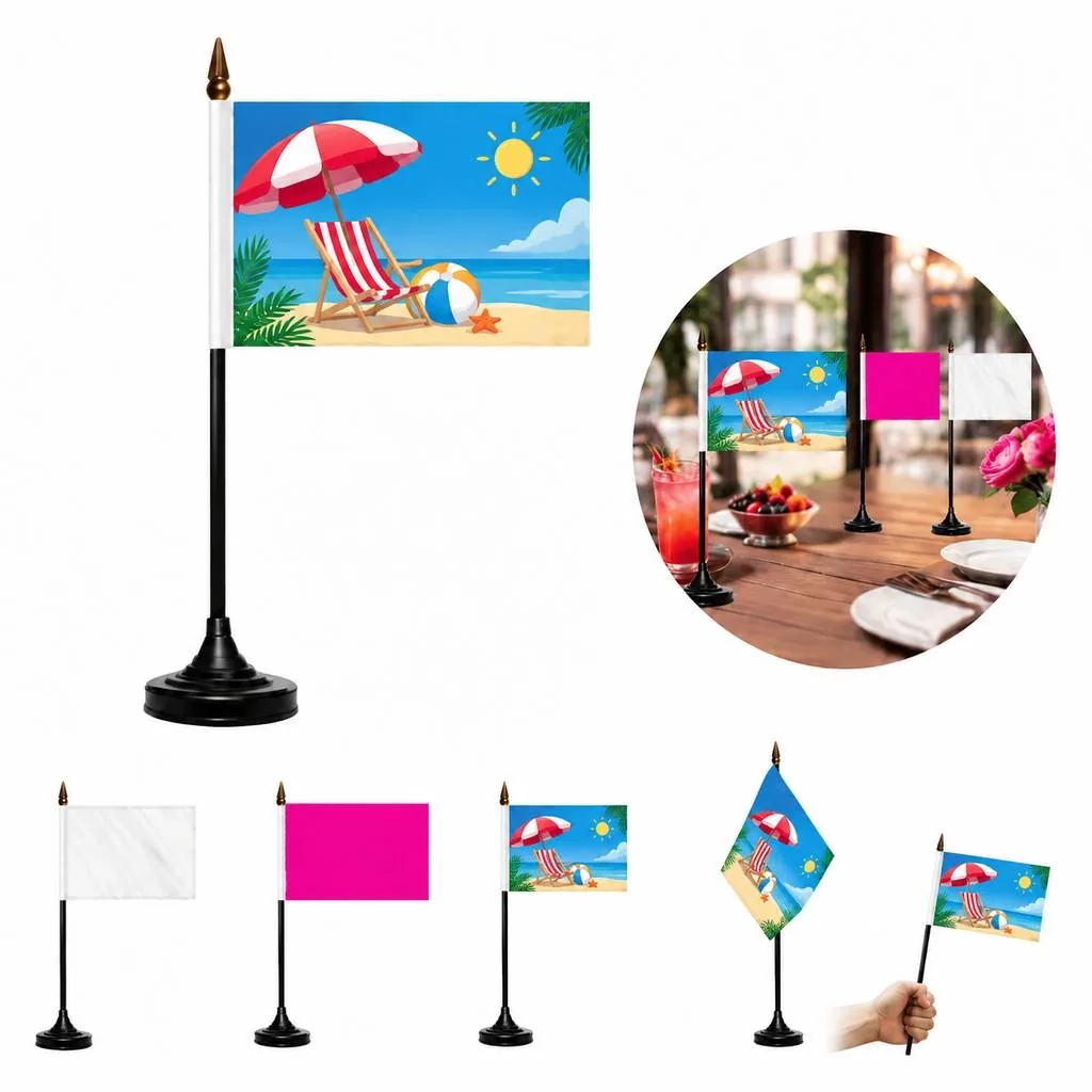 Double-Sided Flag with Stable Black Base for Indoor Outdoor 2