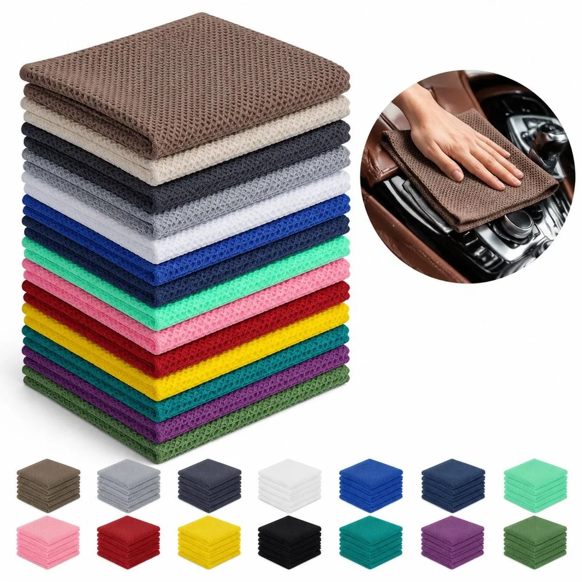 Cotton Waffle Weave Hand Towel Soft Absorbent 2