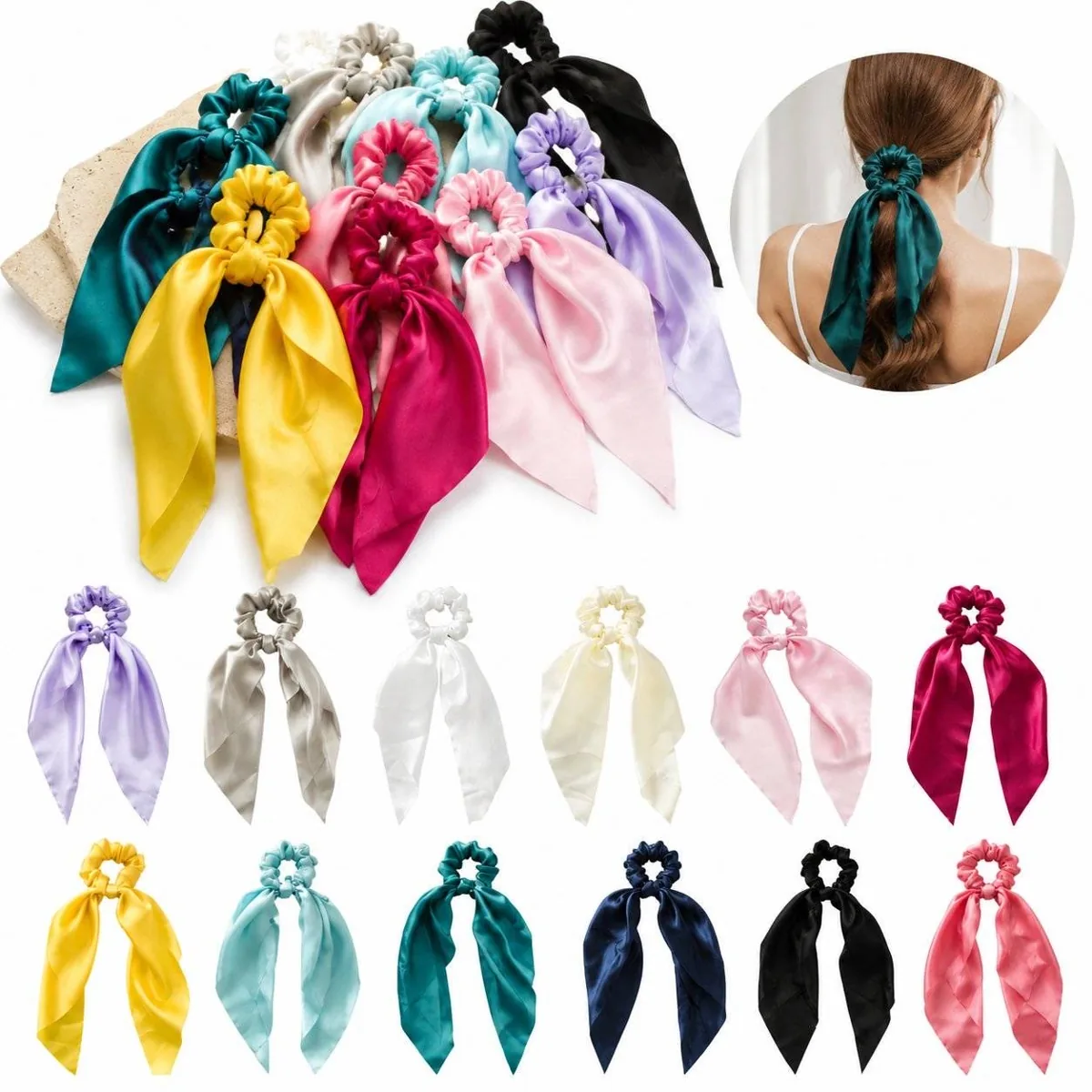 Elegant Satin Ribbon Tie for Hair, Adjustable and Reusable 2