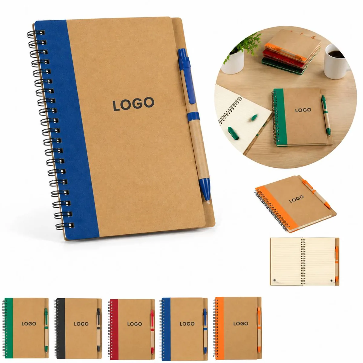 Recycled Paper Notebook with Matching Pen, Compact