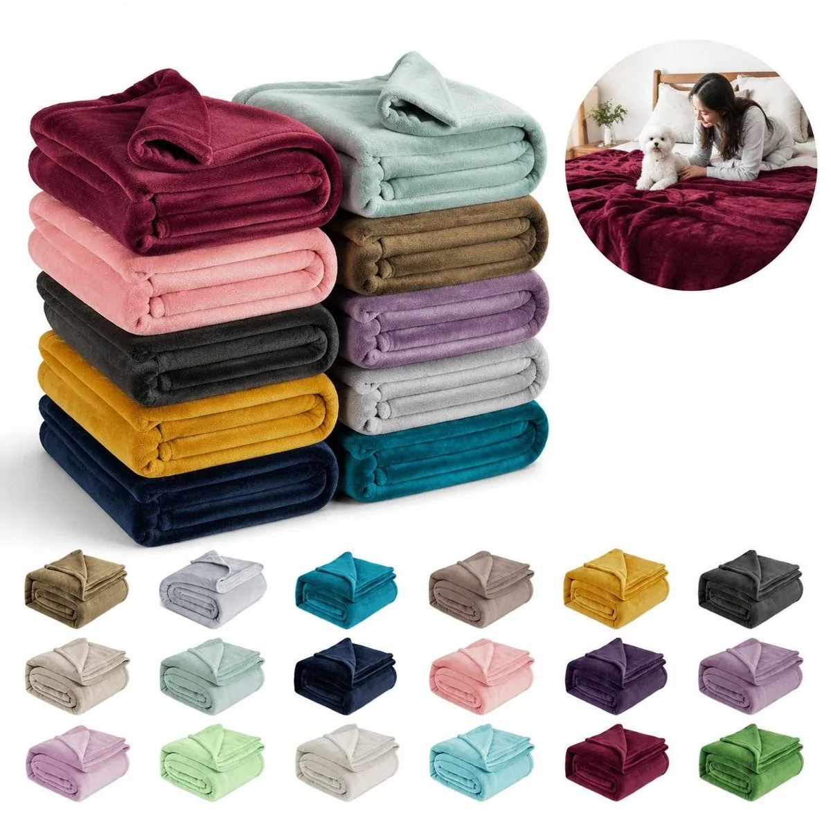 Queen Size Burgundy Soft Fleece Throw Blanket for Bed 2