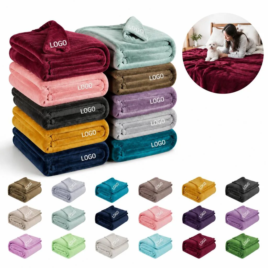 Queen Size Burgundy Soft Fleece Throw Blanket for Bed