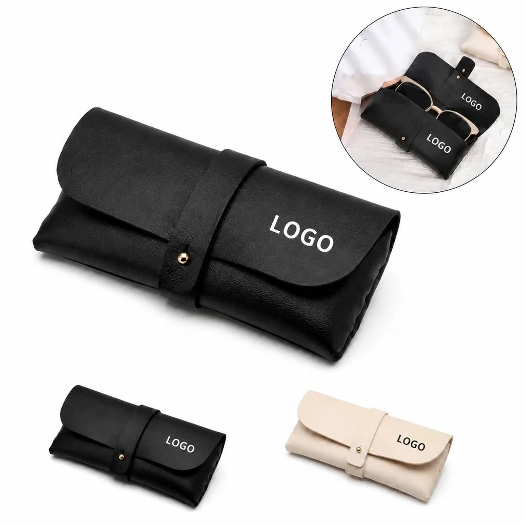 Soft Leather Glasses Case with Snap Closure