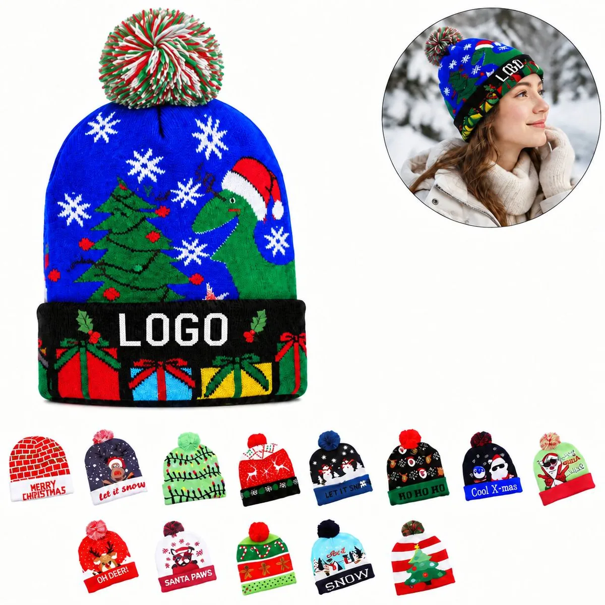 Illuminated Winter Knit Hat with Built-in LED Lights