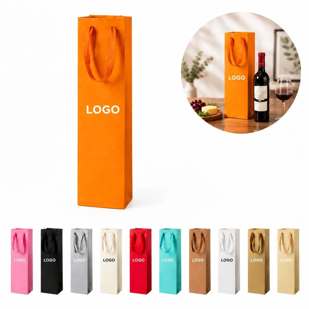 Elegant Paper Wine Bottle Gift Bag with Sturdy Handle