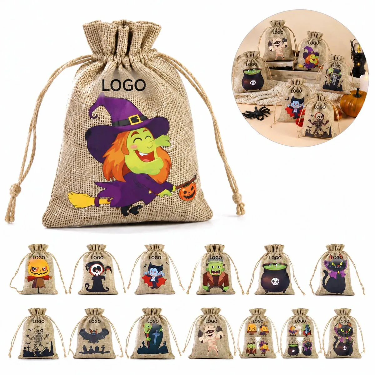 Reusable Linen Drawstring Pouch for Gifts and Storage