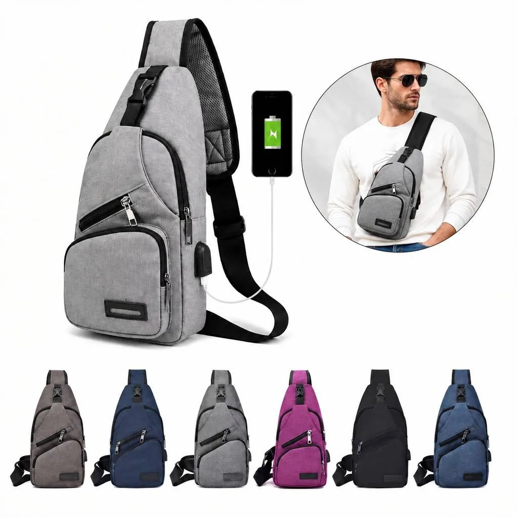 Compact Crossbody Sling Bag with Water-Resistant Fabric 2