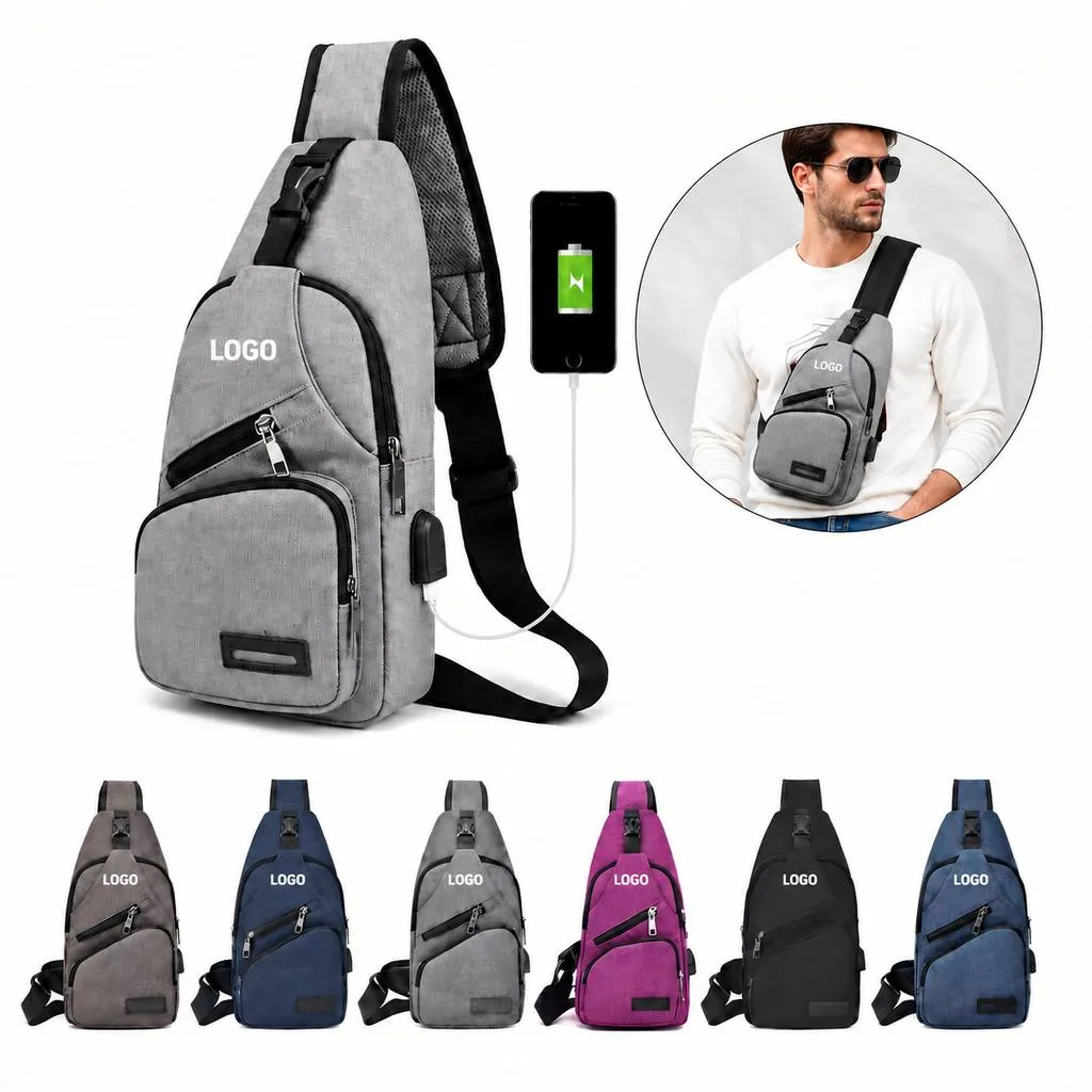 Compact Crossbody Sling Bag with Water-Resistant Fabric