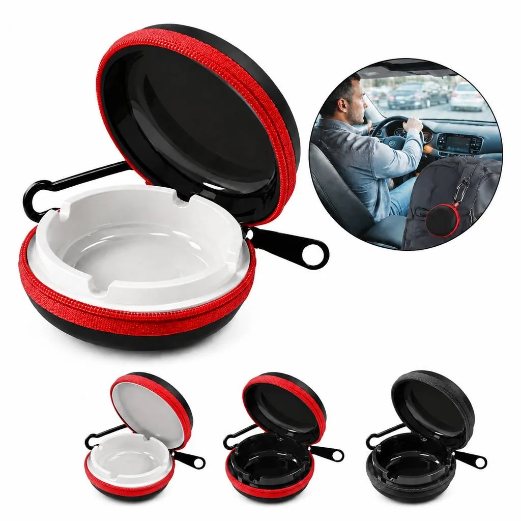 Portable Windproof Pocket Ashtray with Hook for Outdoor Use 2