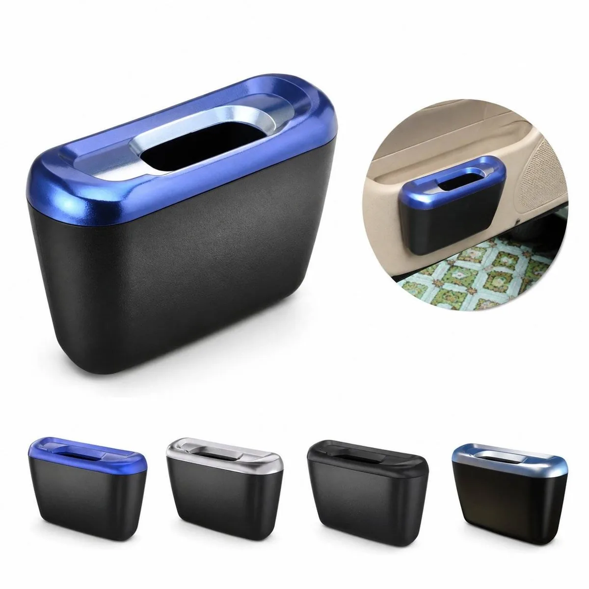 Waterproof Car Trash Bin with Storage Compartments 2