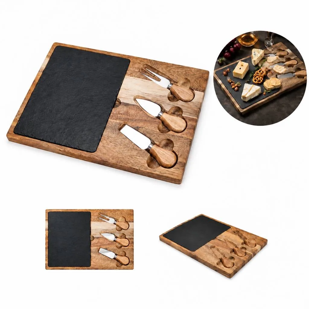 Wooden Cheese Serving Board Set with Tools 2