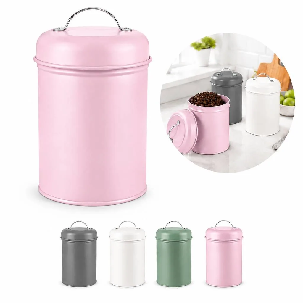 Round Metal Storage Can with Secure Lid for Home 2