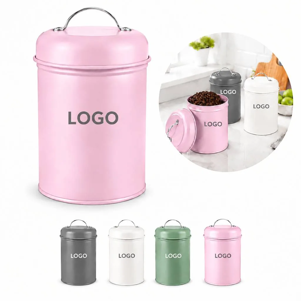 Round Metal Storage Can with Secure Lid for Home